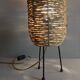 Fiber and metal tripod lamp