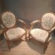 Pair of Louis XV style medallion armchairs.