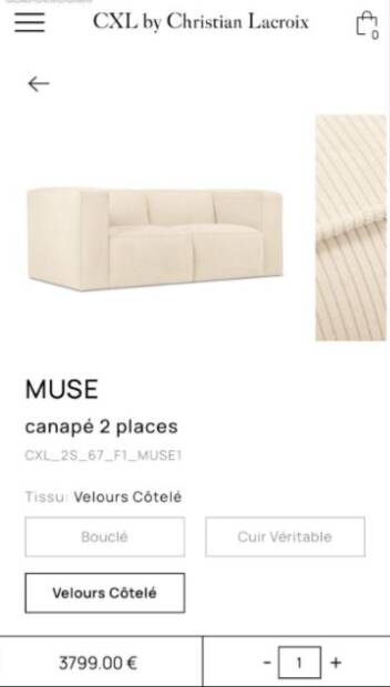 Beige corduroy two-seater sofa