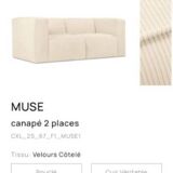 Beige corduroy two-seater sofa