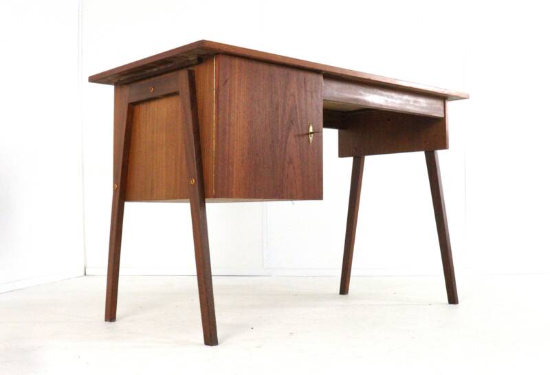 Bureau en teck du milieu du siècle « Hellendoorn » - design vintage hollandais