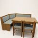 Ensemble vintage de coin repas en chêne — banquette, table extensible et 2 chaises
