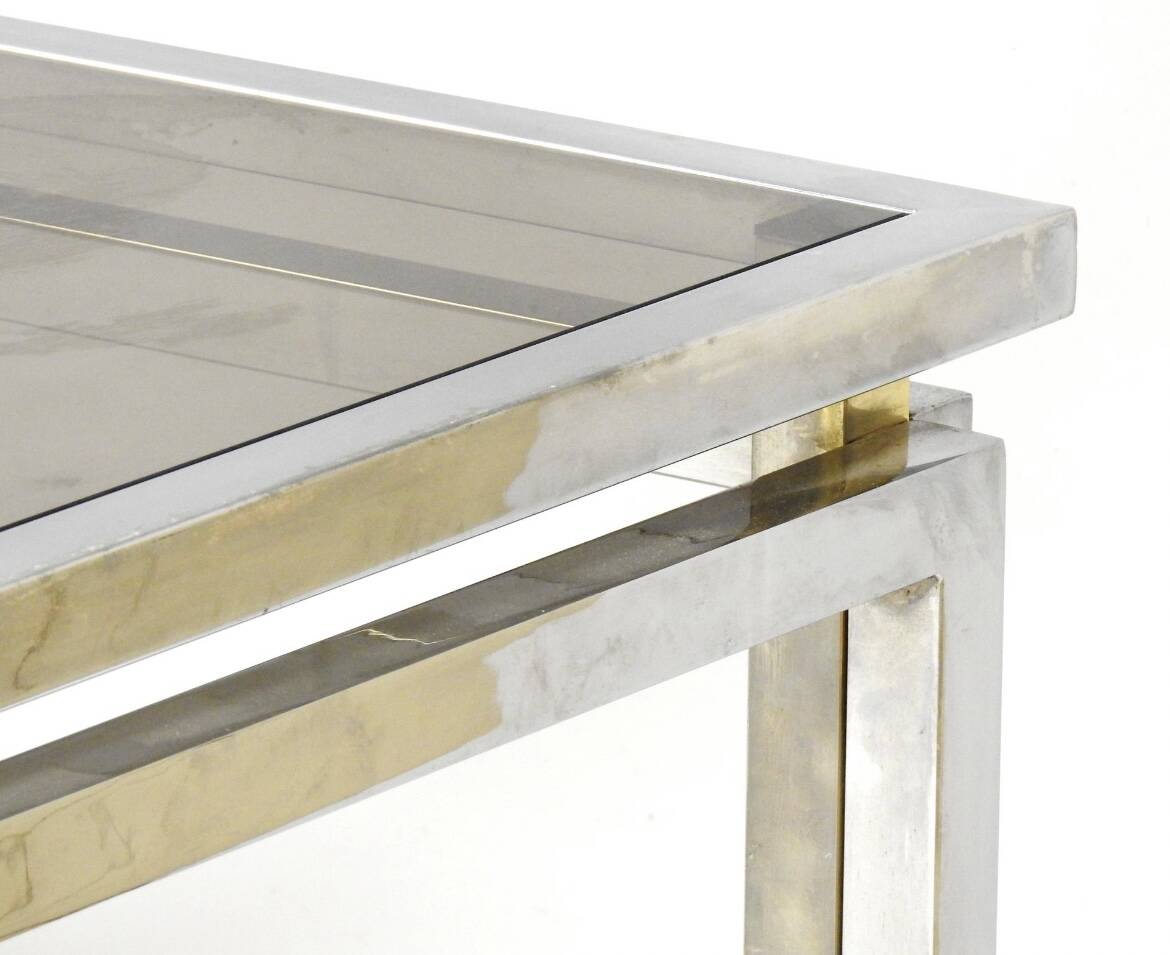 Steel / smoked glass table in the style of Willy Rizzo