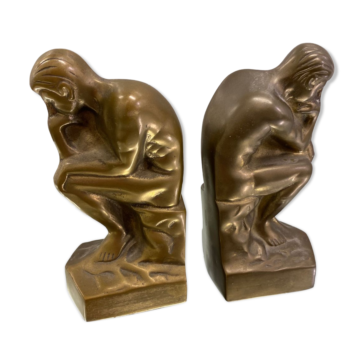 Art Deco bookends pair from Rodin's The Thinker