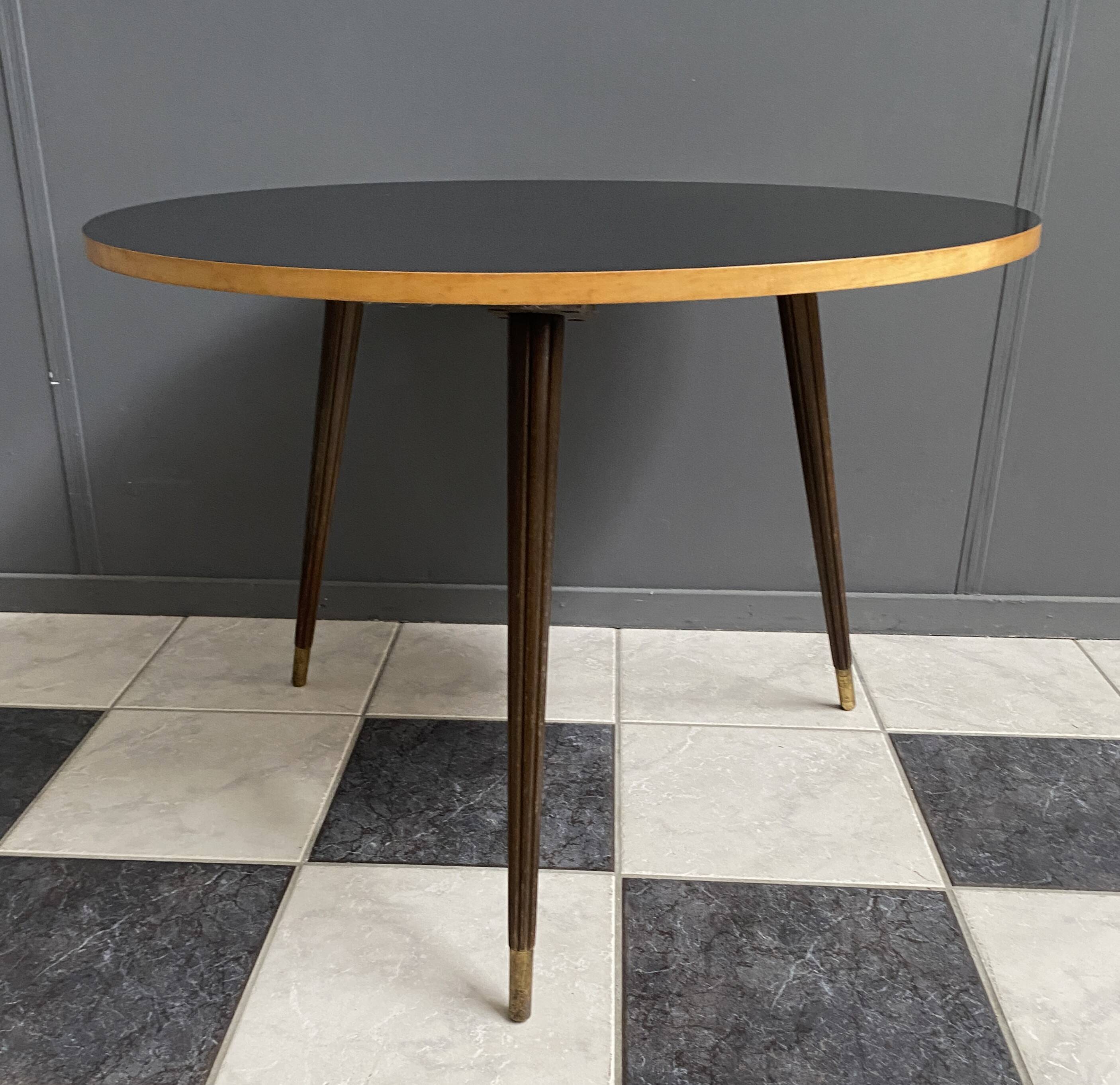 Black formica round coffee table 1960s