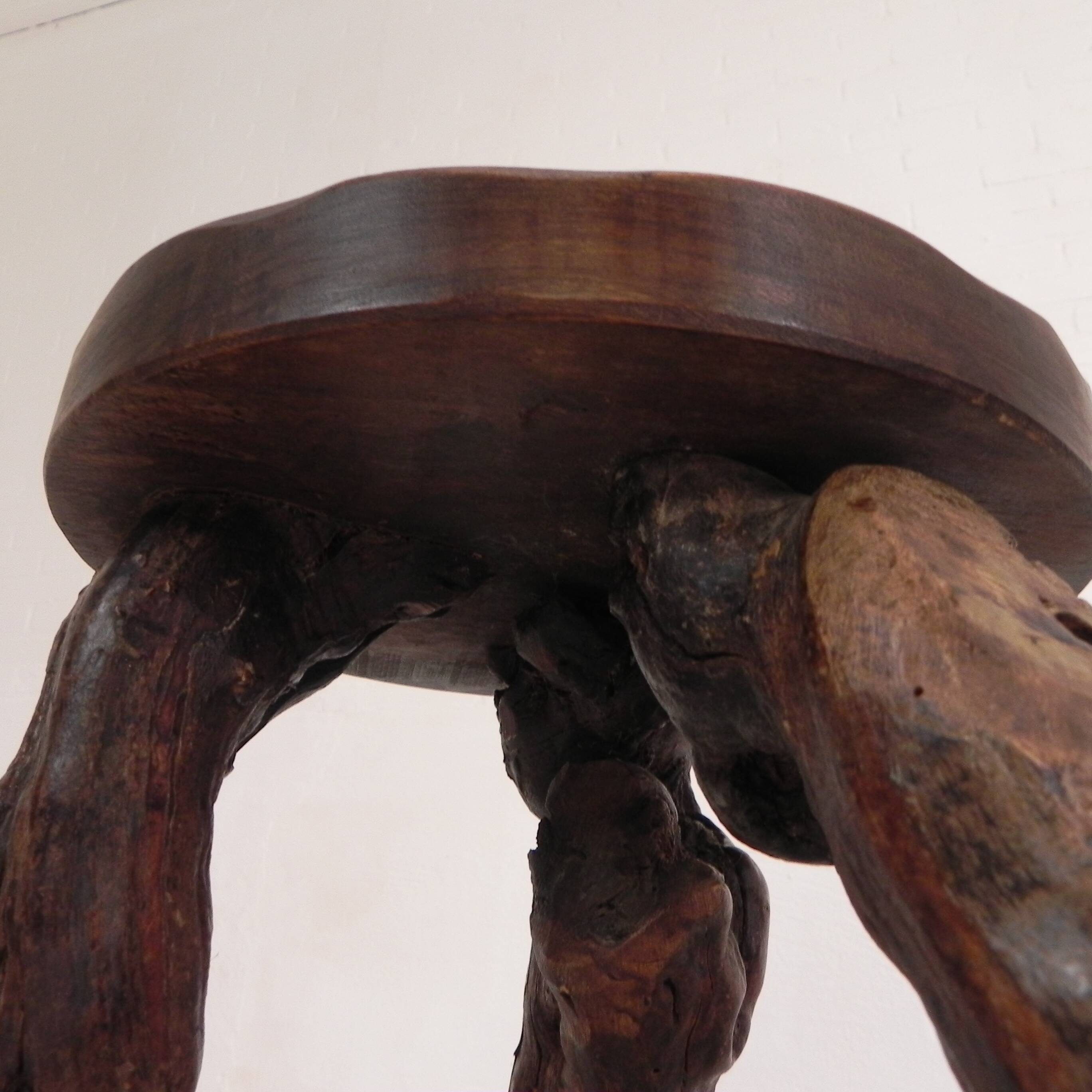 Set of 3 vintage wooden vine bar stools, 1960s