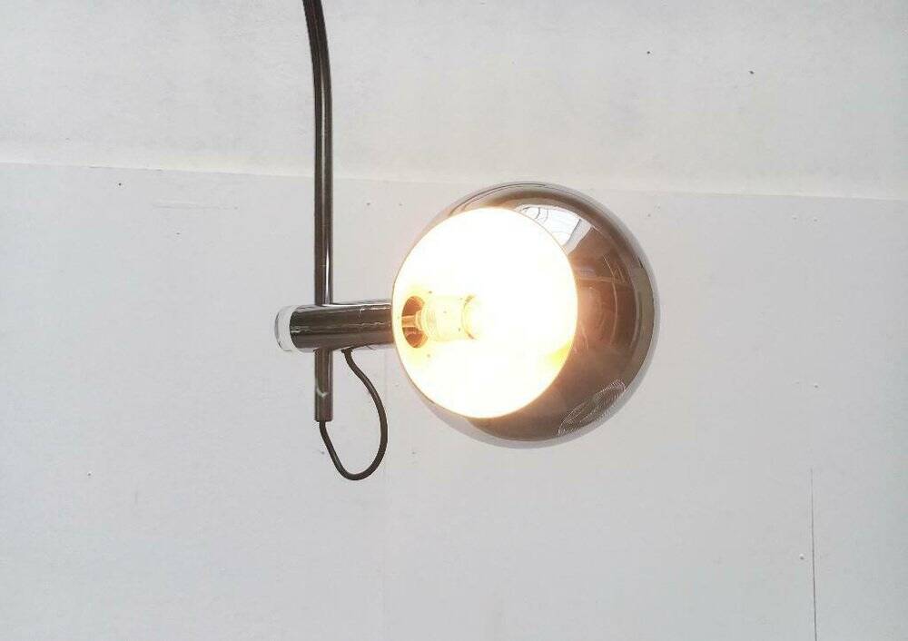 Chrome metal arc floor lamp Space Age mid-century by Cosack, 1960s