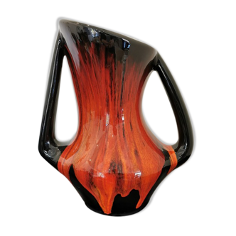 Vase rouge et noir Vallauris