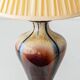 Belgian Art Deco Ceramic Table Lamps, Pair, Flambé Drip Glaze, New Silk Shades