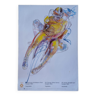 Poster for the Sarajevo 1984 Winter Olympics - Luge - Mujezinovic