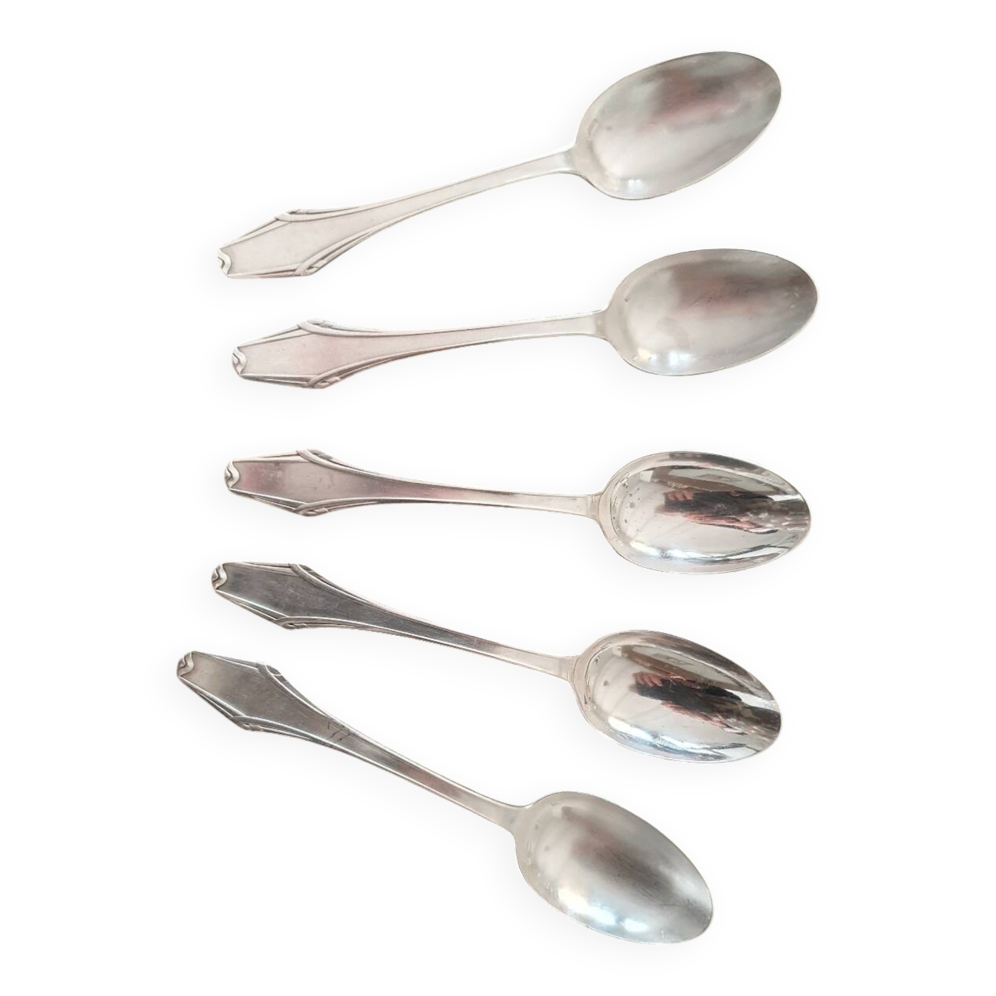 Lot of 5 silver-plated dessert spoons by Ravinet d'Enfer.