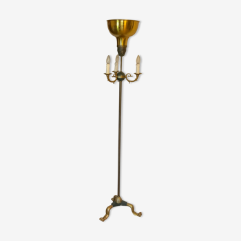 Empire style floor lamp lion's paw in bronze tripods