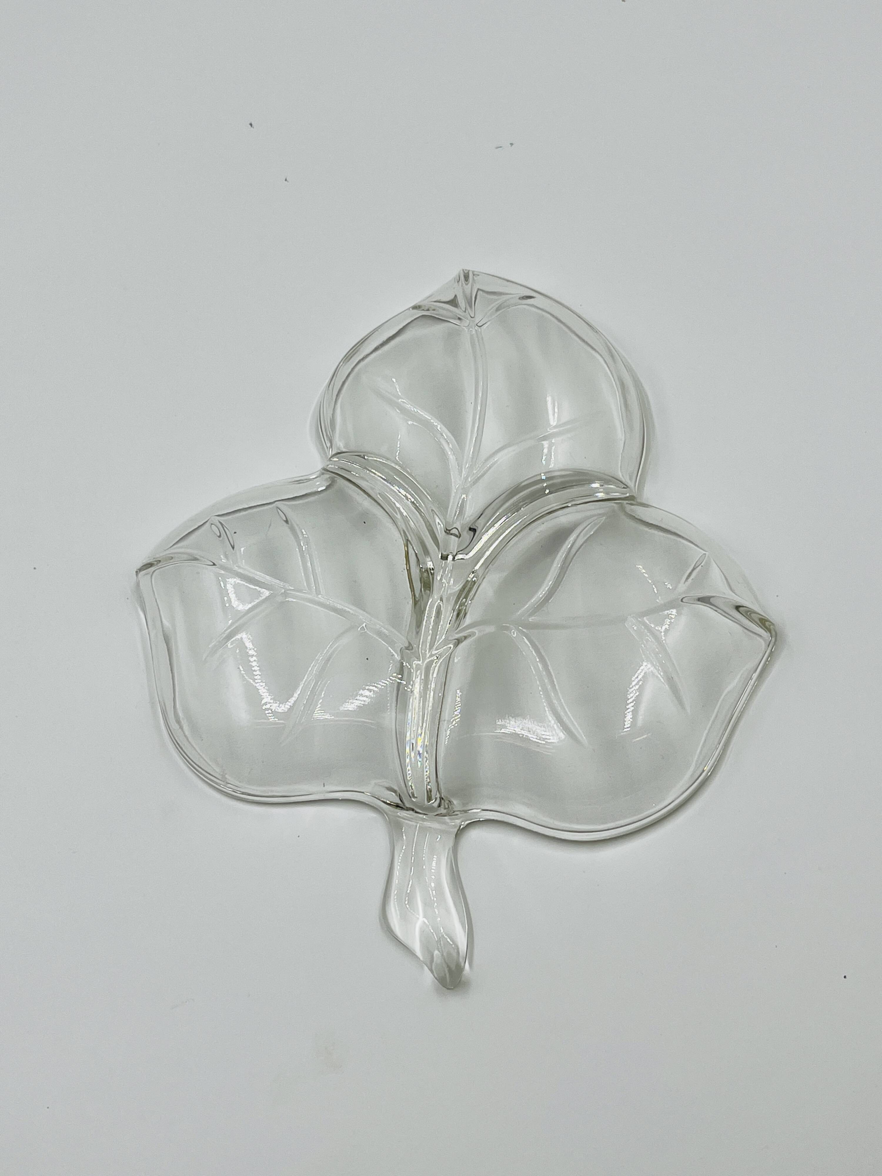 Vintage glass leaf dish