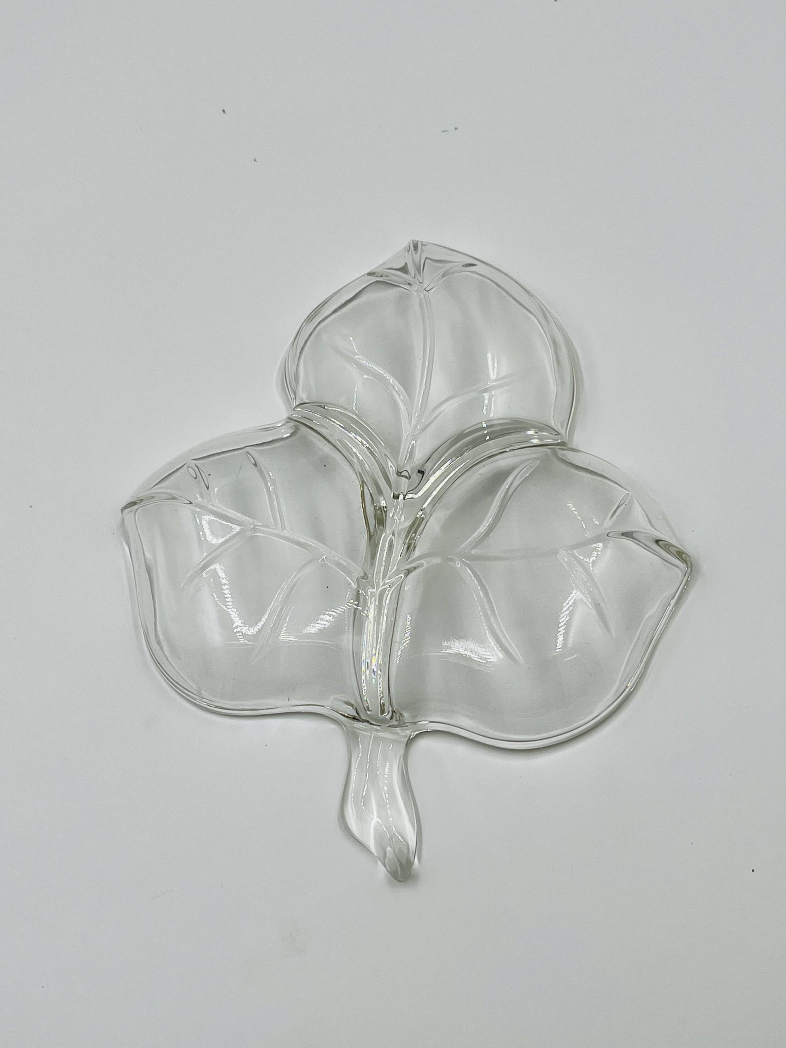 Vintage glass leaf dish