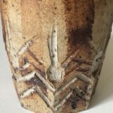 Vintage scarified stoneware vase pot from the 60s