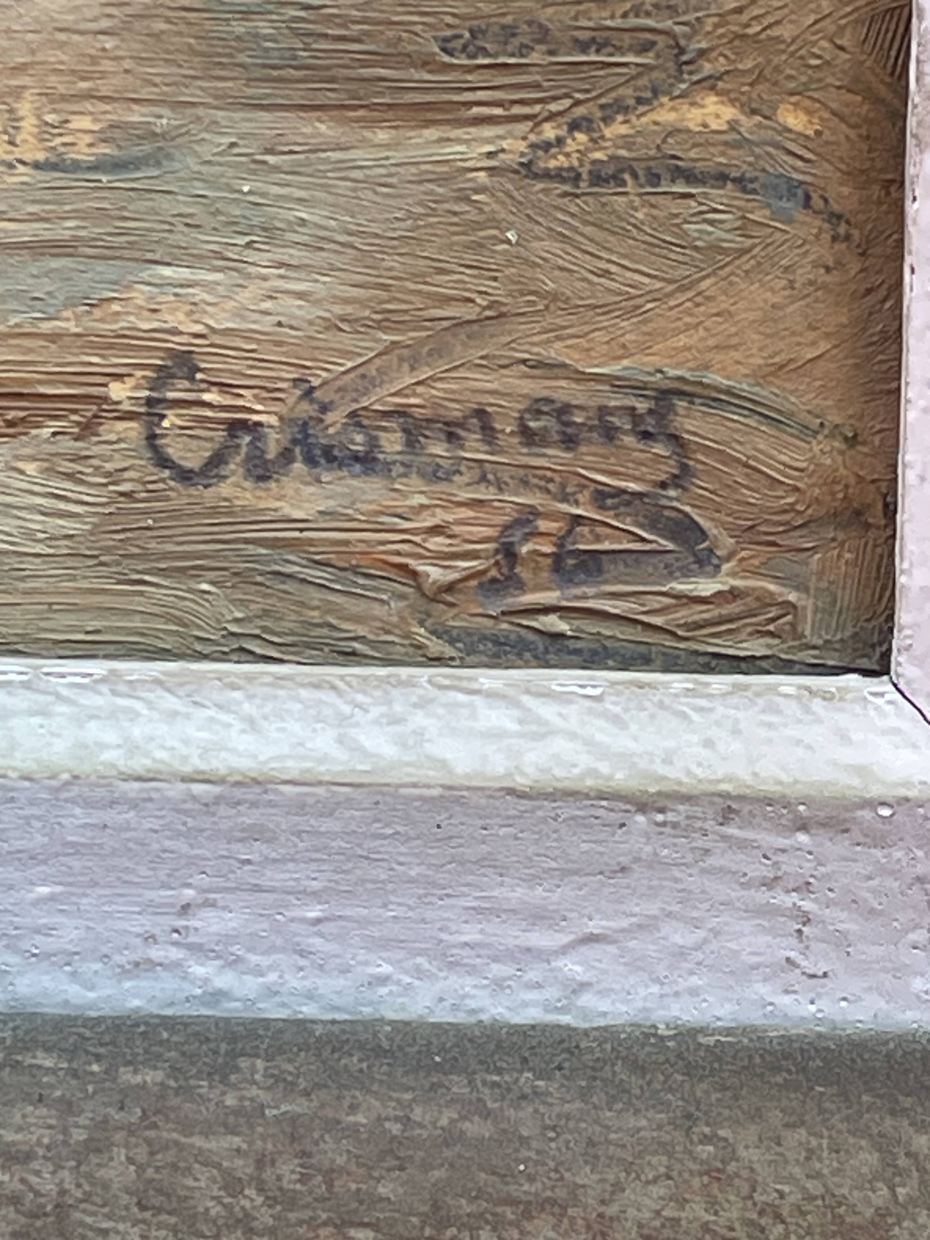 oil on panel signed Crismane - Fishing port, Brittany