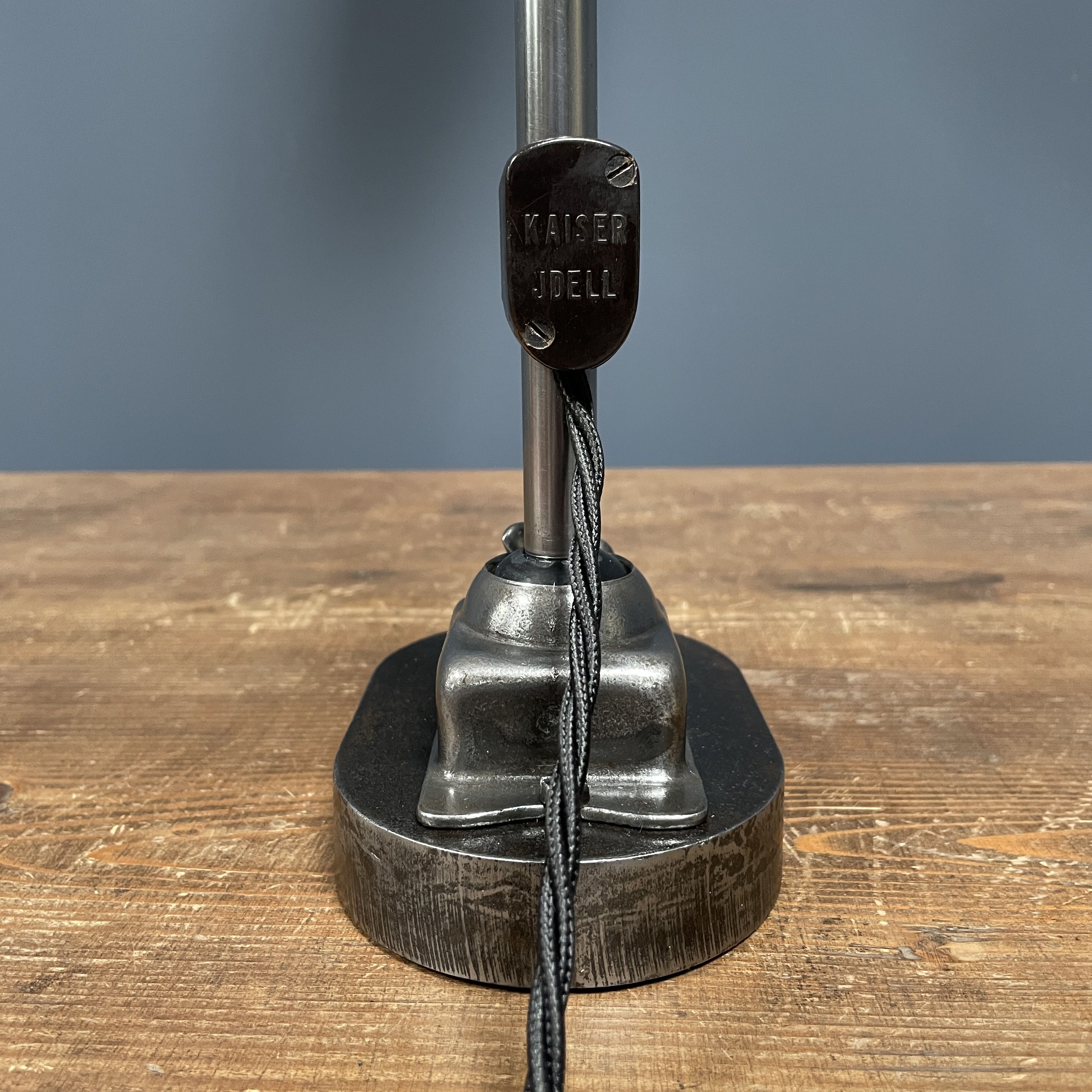 Polished Kaiser idell model 6726 workshop table lamp from the 1930s