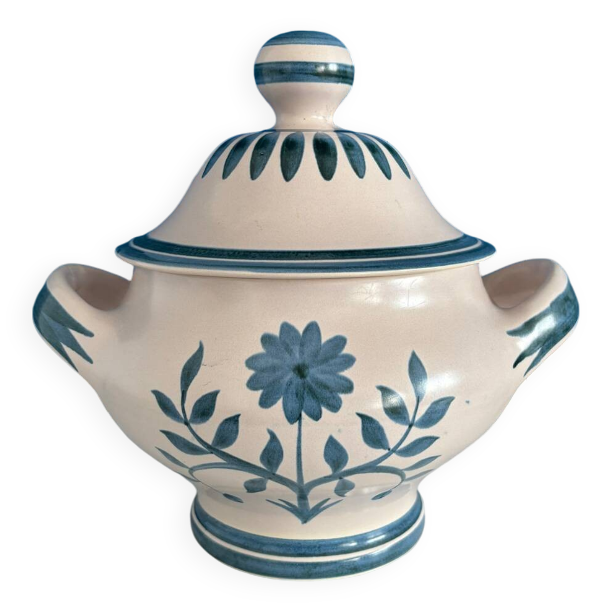 Soupière longchamp fleur bleu