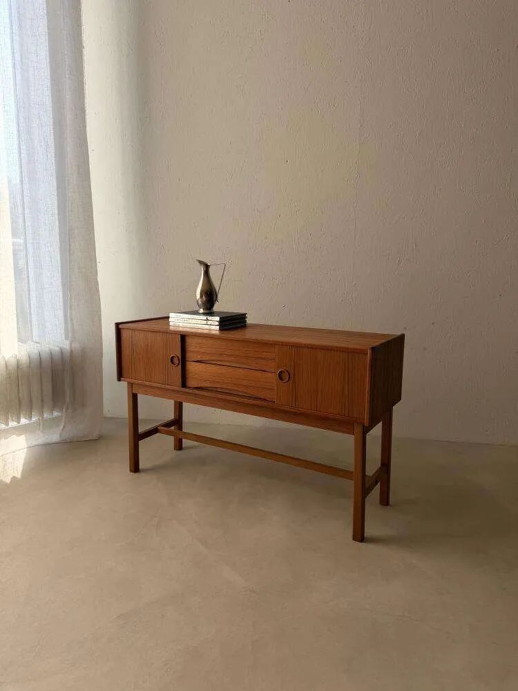 Scandinavian teak sideboard 1960s compact Danish design cabinet