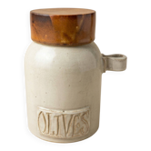 Pot à olives vintage en grès émaillé Arts-Céram Grand Feu 1950-1960