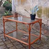 1950s rattan rolling trolley