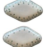 Pair of antique earthenware butter dishes from Saint-Amand (Nord)