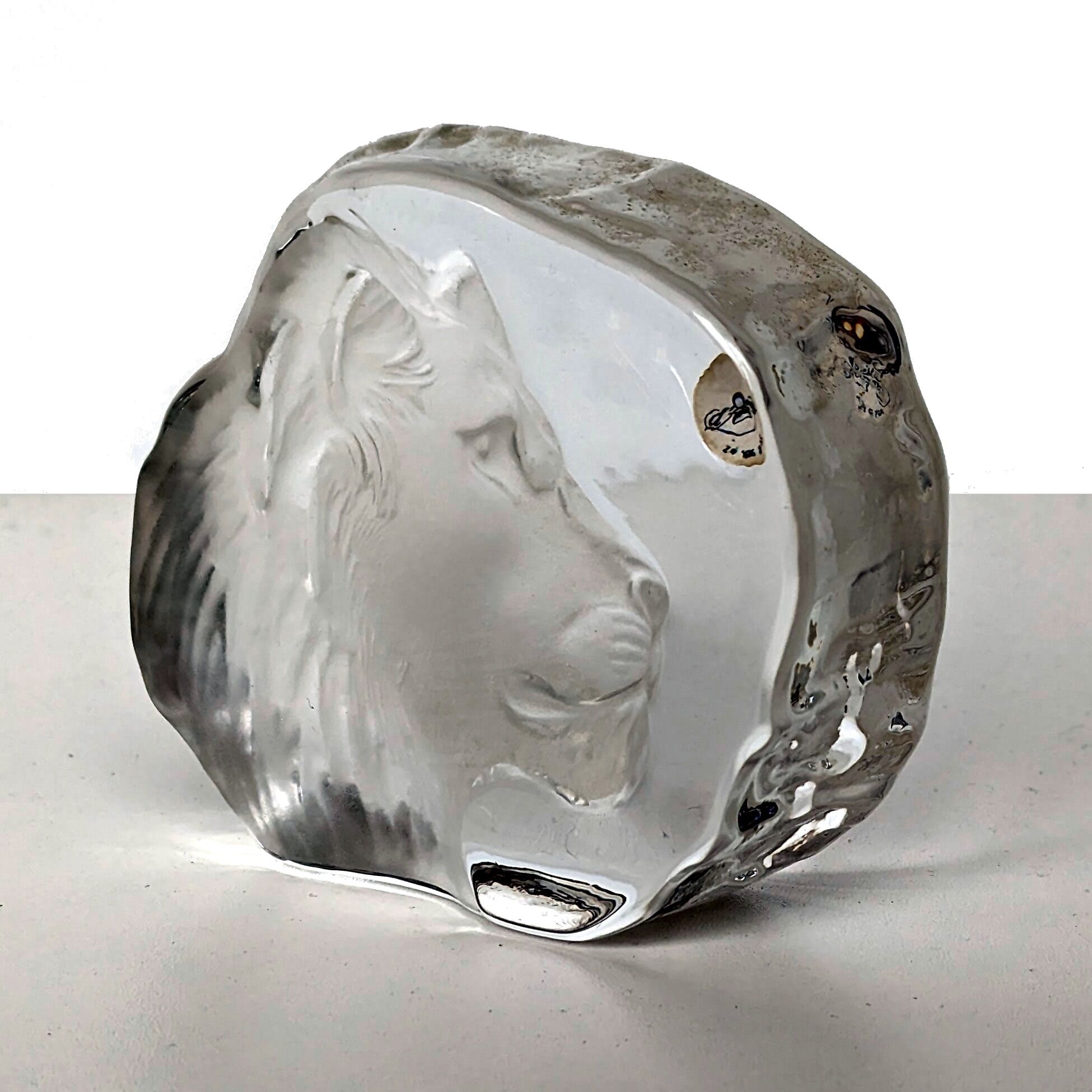 Paperweight Lion head sculpture Arques Crystal