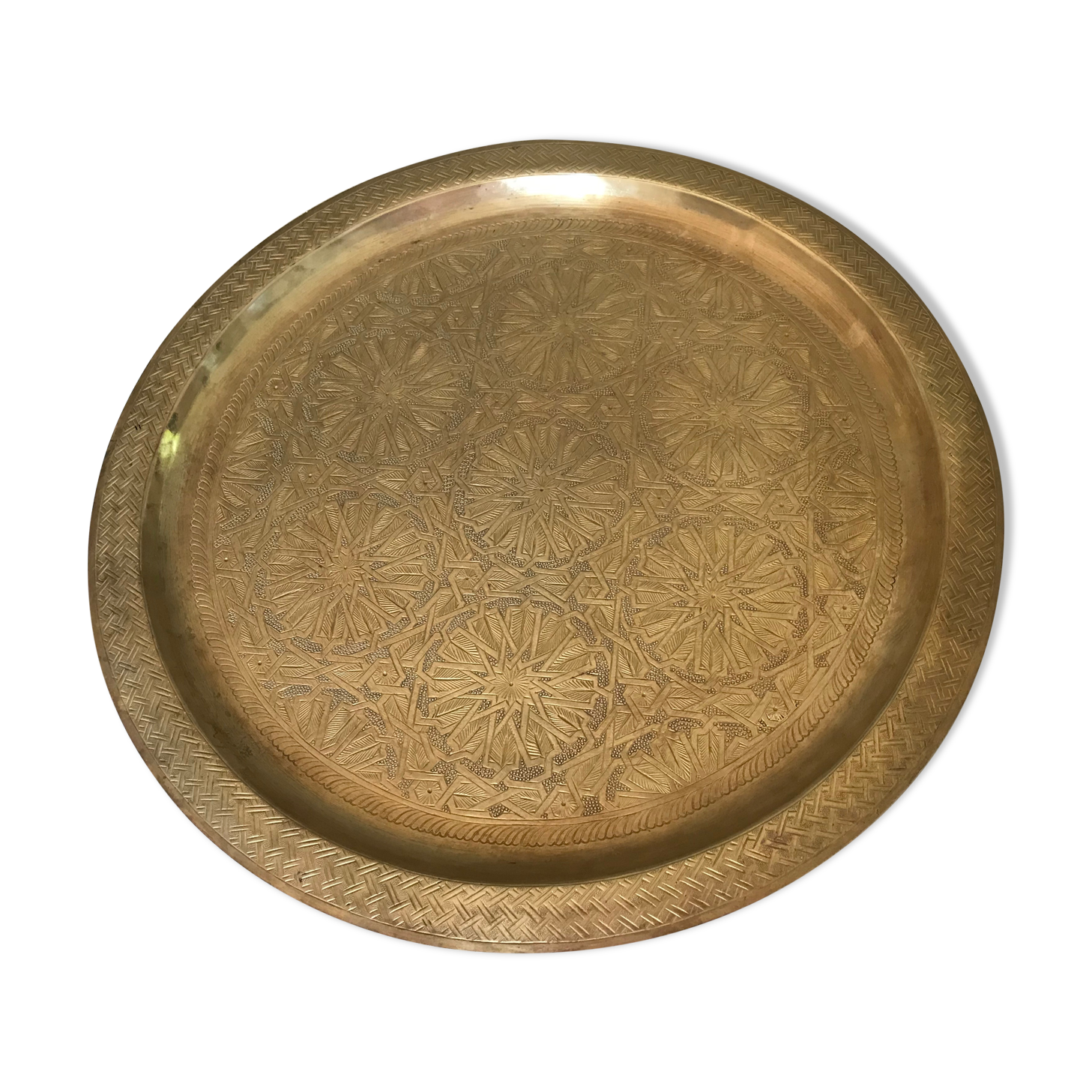 44 cm chiseled brass tray
