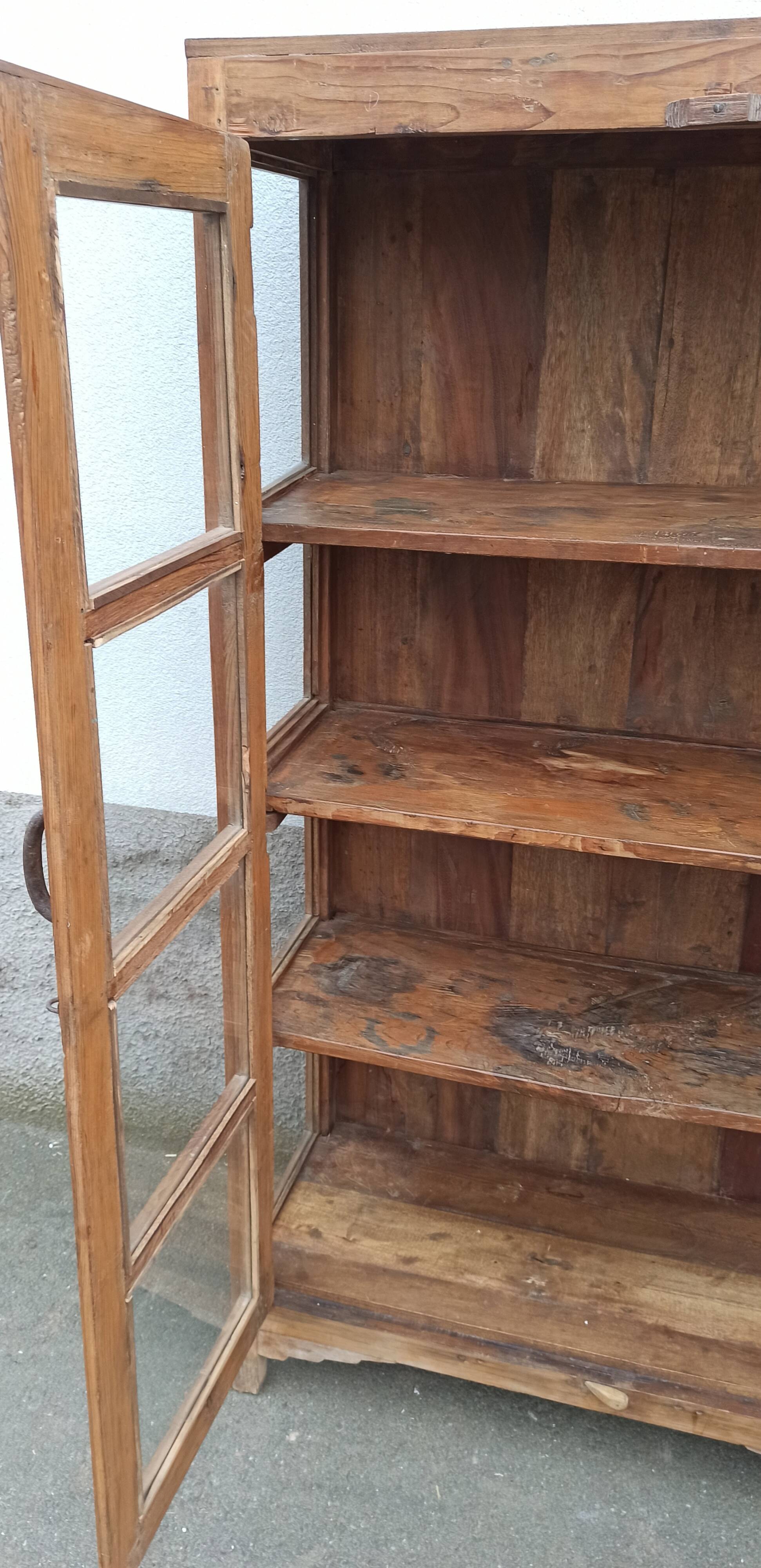 Old wooden cabinet display case with two doors