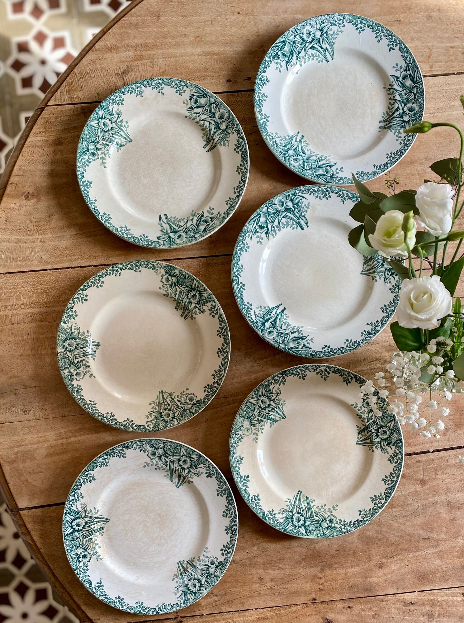 Set of 6 flat plates in iron earth model Narcisse de Saint Amand (LOT 4)