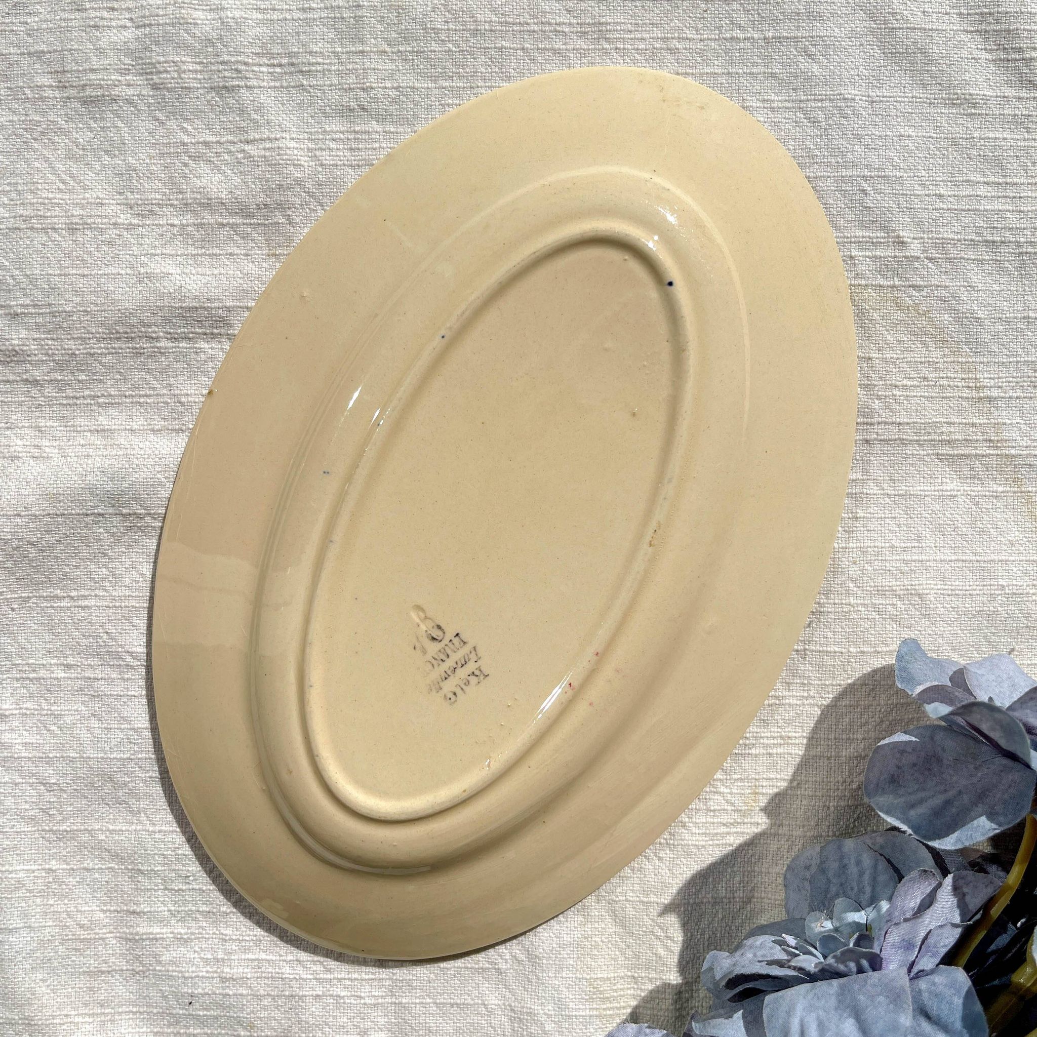 Vintage K&G Luneville "Flore" porcelain dish, 1950s, small blue flowers