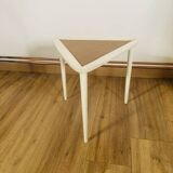 table basse tripode blanche et bois Arthur Umanoff
