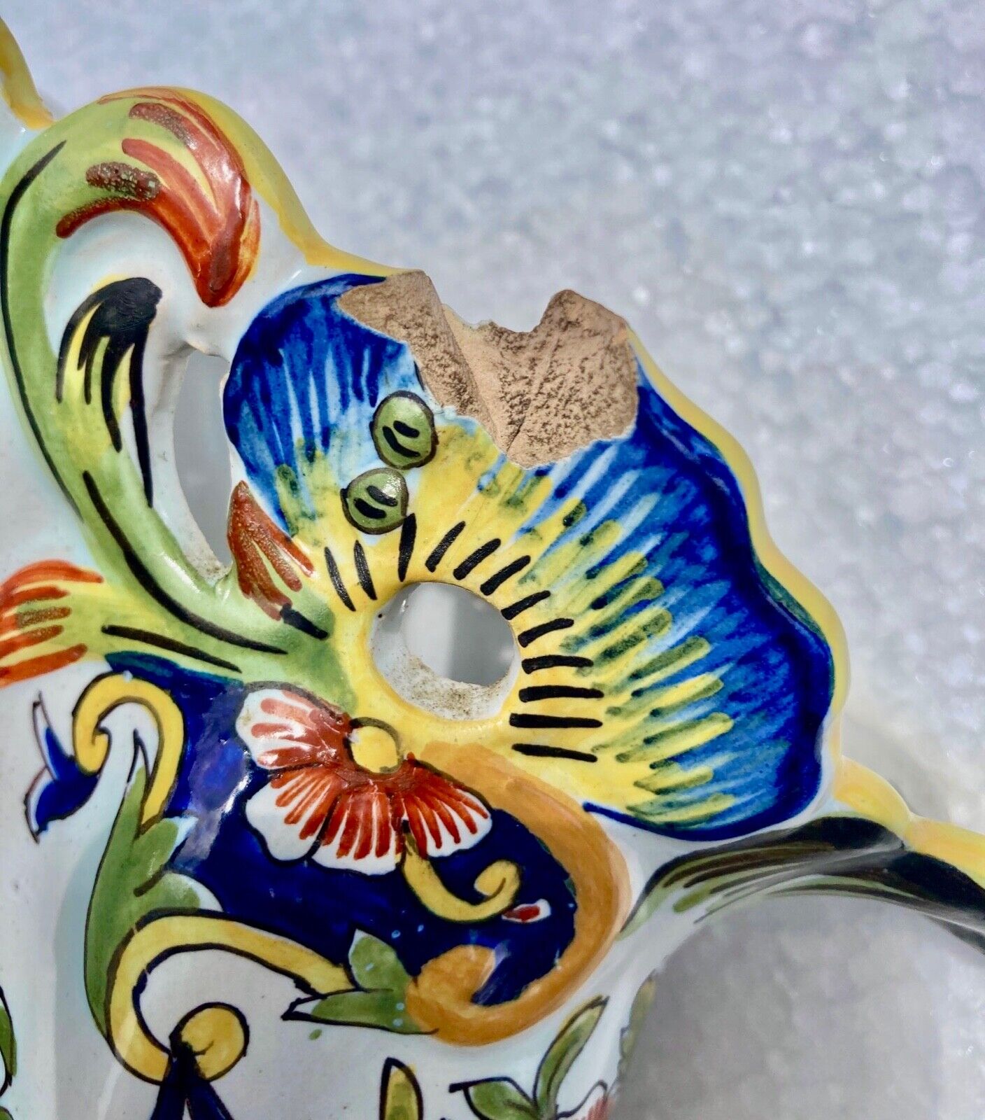 Antique vase, cornucopia in earthenware of courquin furmaintraux desvres