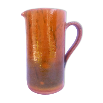 Brown and khaki green varnished earth pitcher