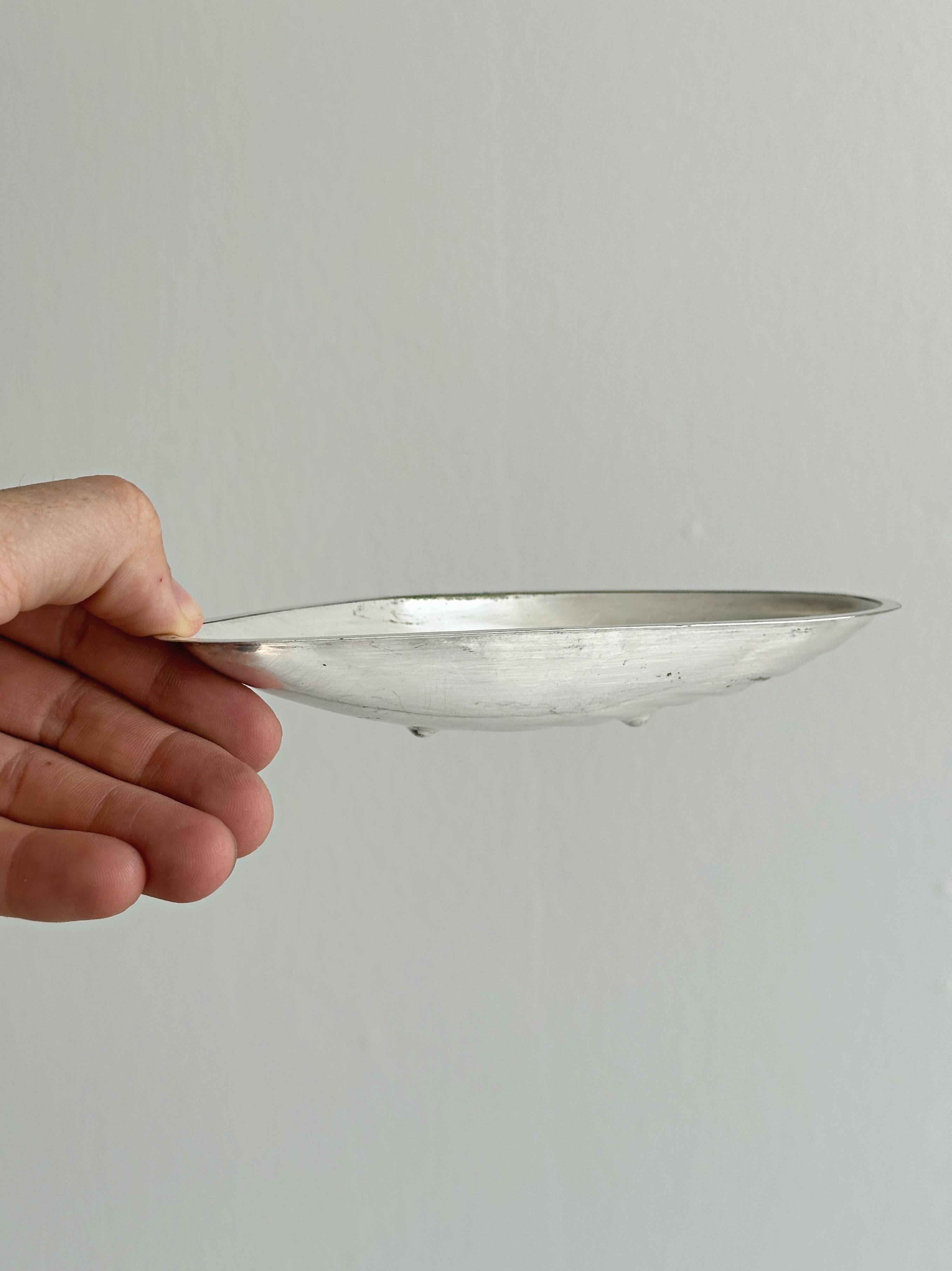 Three vintage silver shell bowls