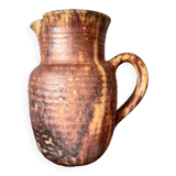 Vintage pitcher in flamed stoneware signed Guy