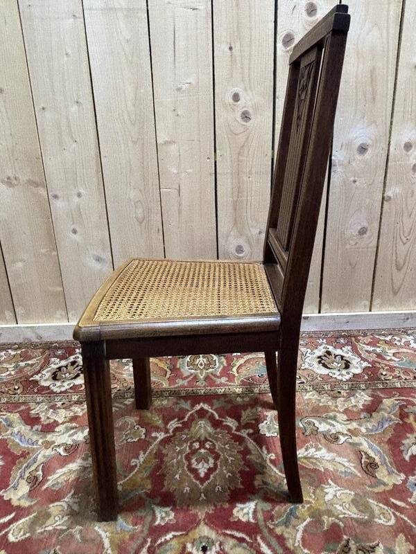 Série de 4 chaises art déco cannées