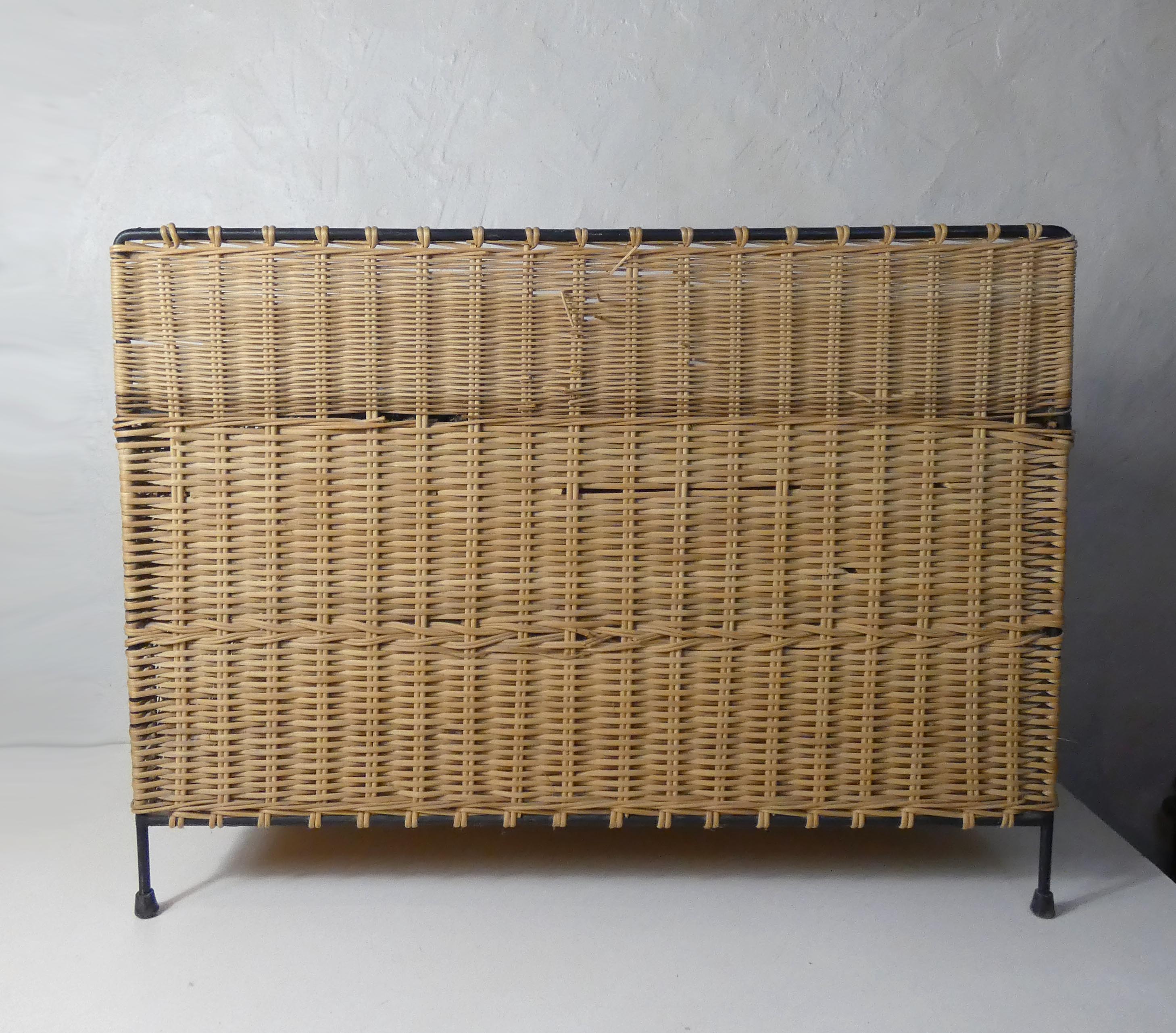 Rattan and metal chest