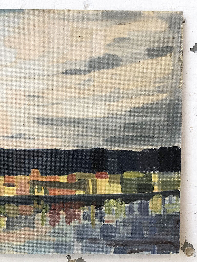 Painting abstract oil landscape