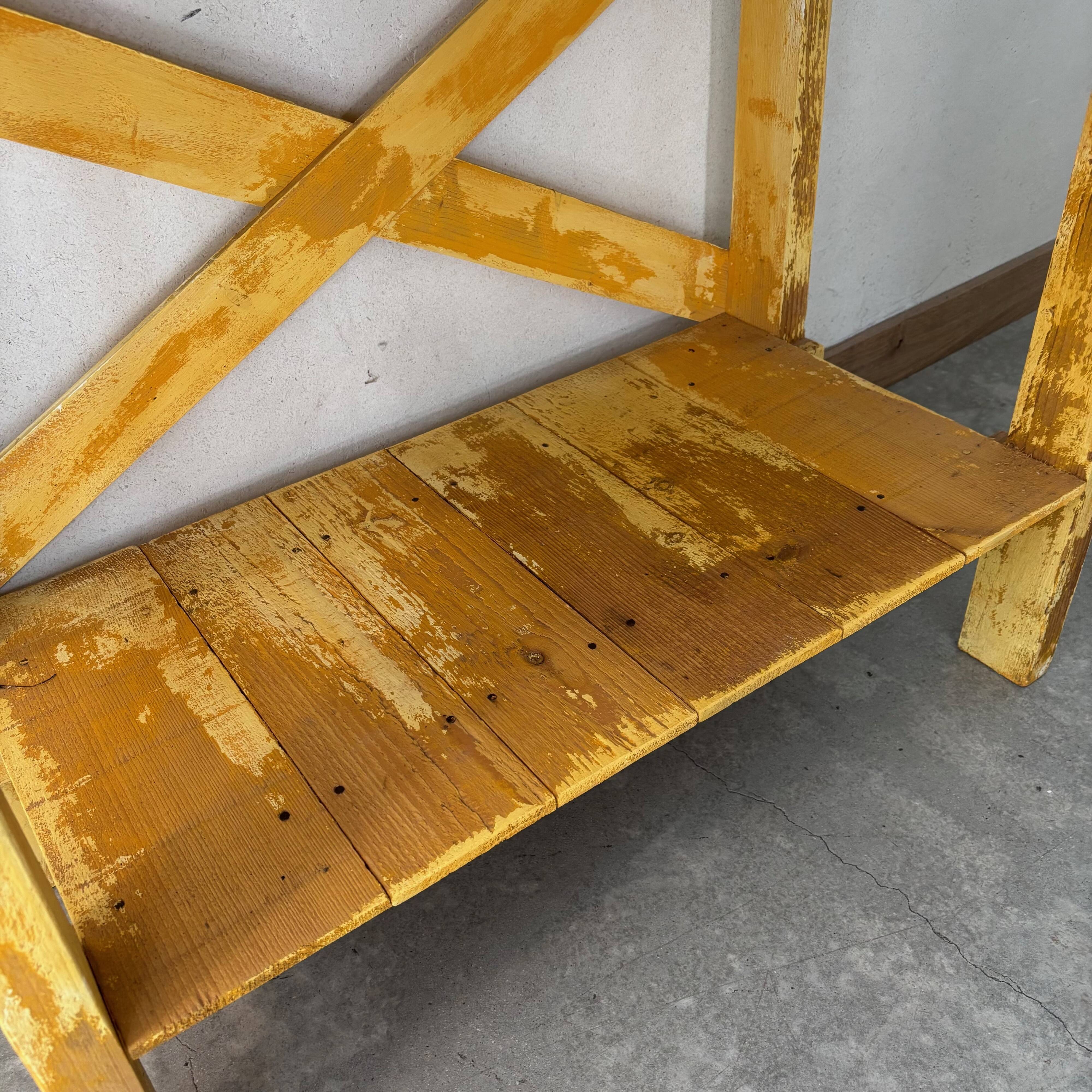 Wooden console, yellow patina