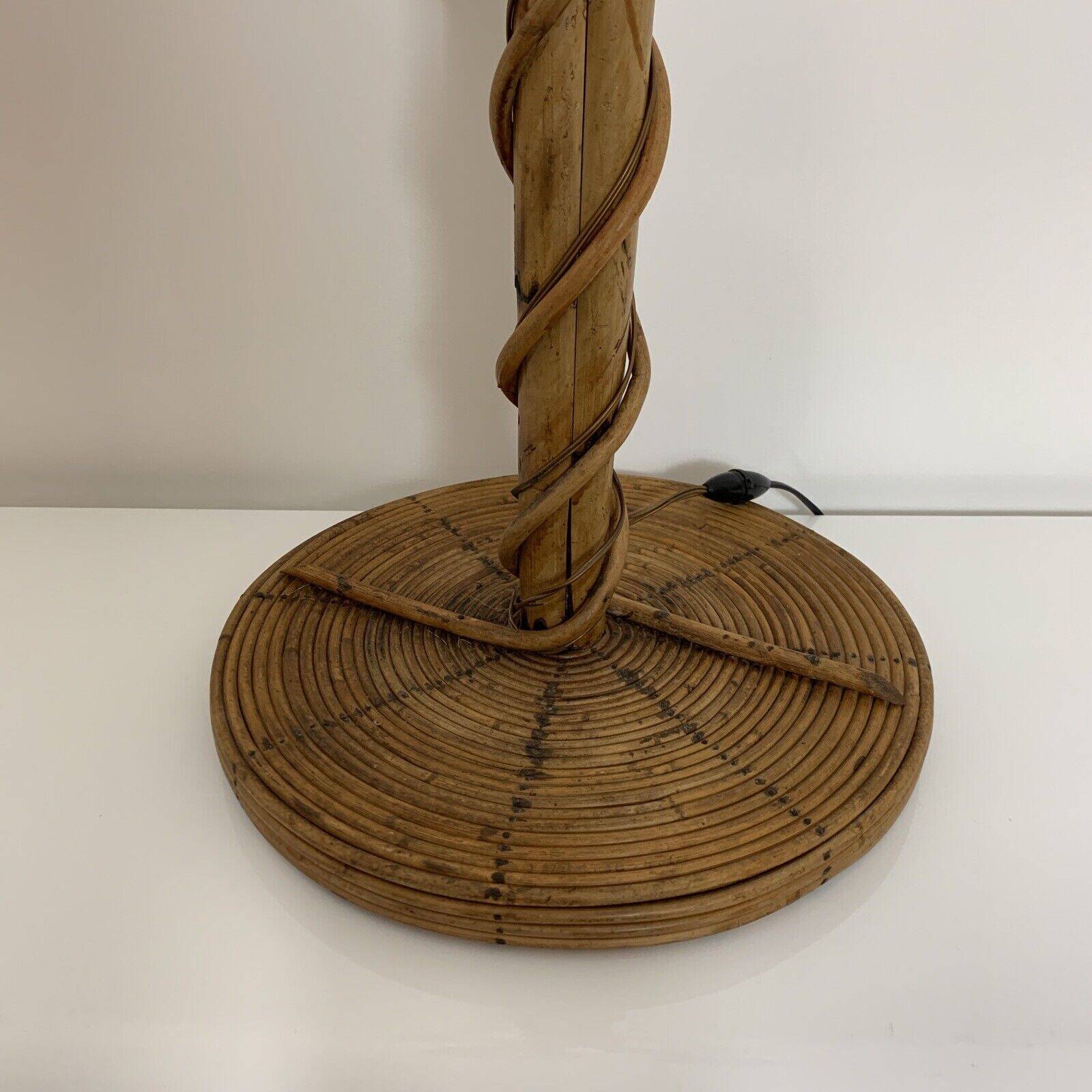Lampadaire bambou rotin coco vintage
