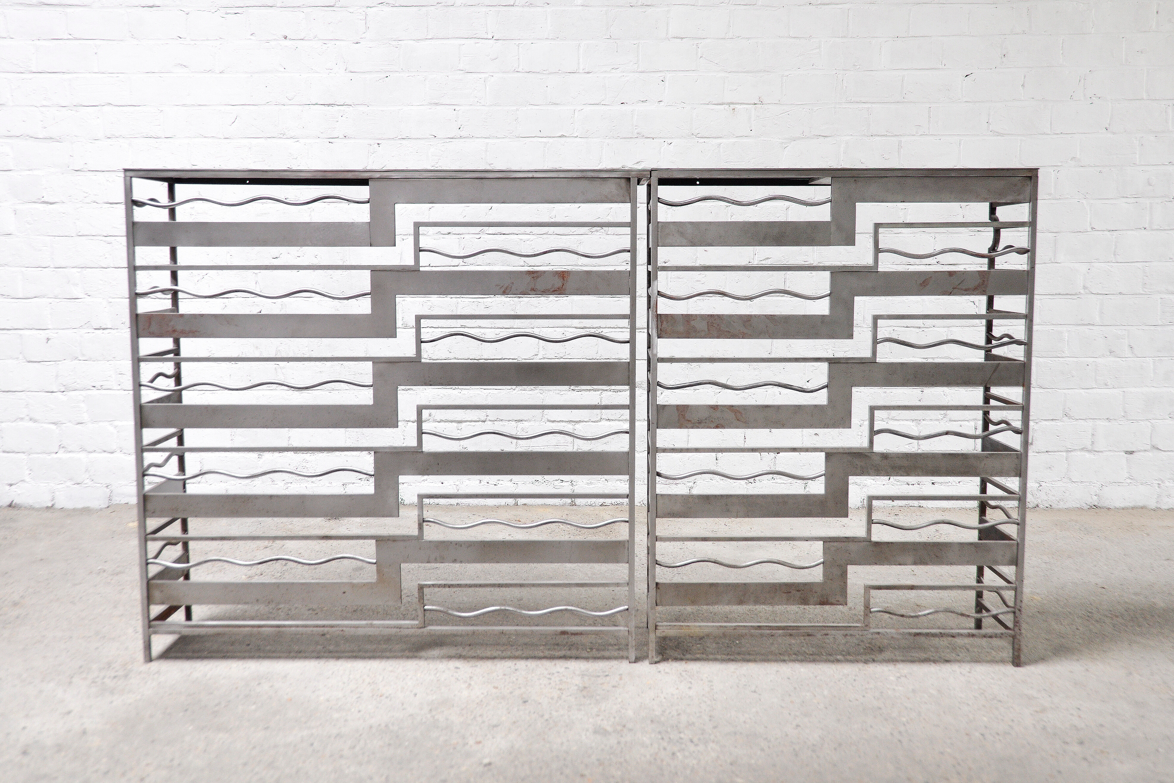 Vintage french metal geometric consoles