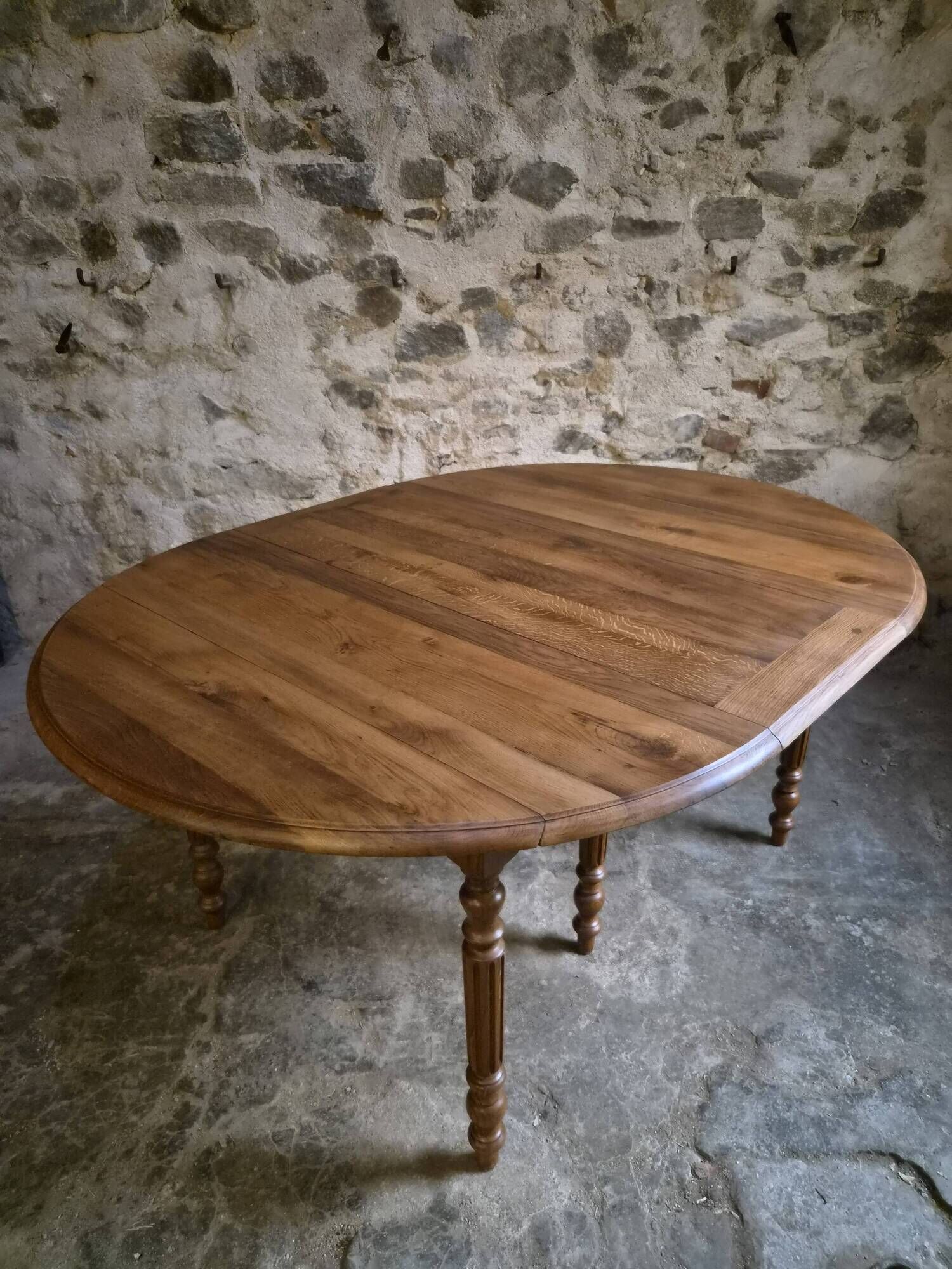 Table à manger extensible vintage en chêne / Table à abattants – 1950s–1970s, France