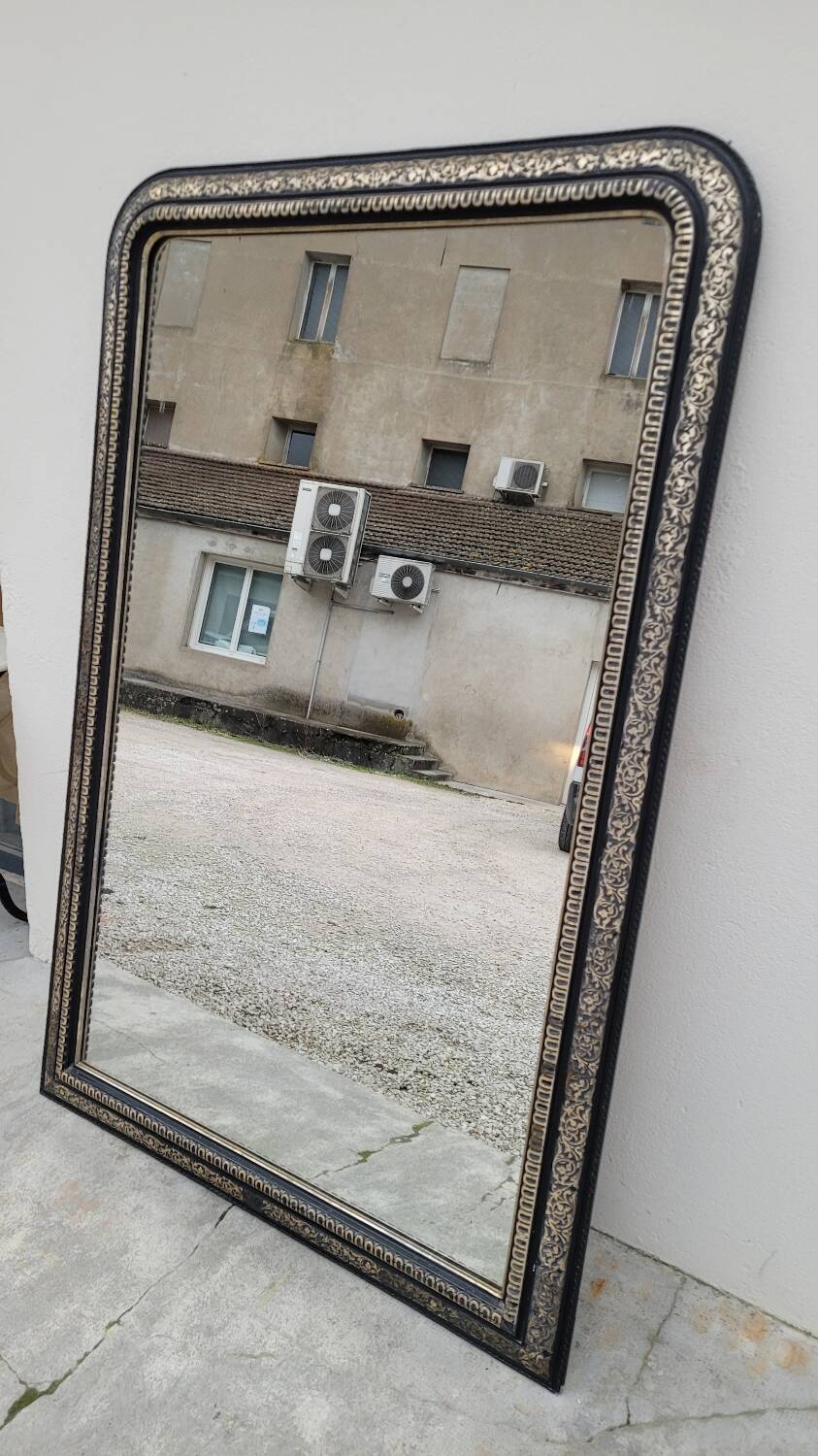 Louis Philippe Napoleon III mirror in decorated gilded wood - 1m70