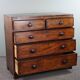 Commode antique anglaise robuste en acajou avec 5 tiroirs du milieu du 19ème siècle