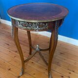 High wooden pedestal table