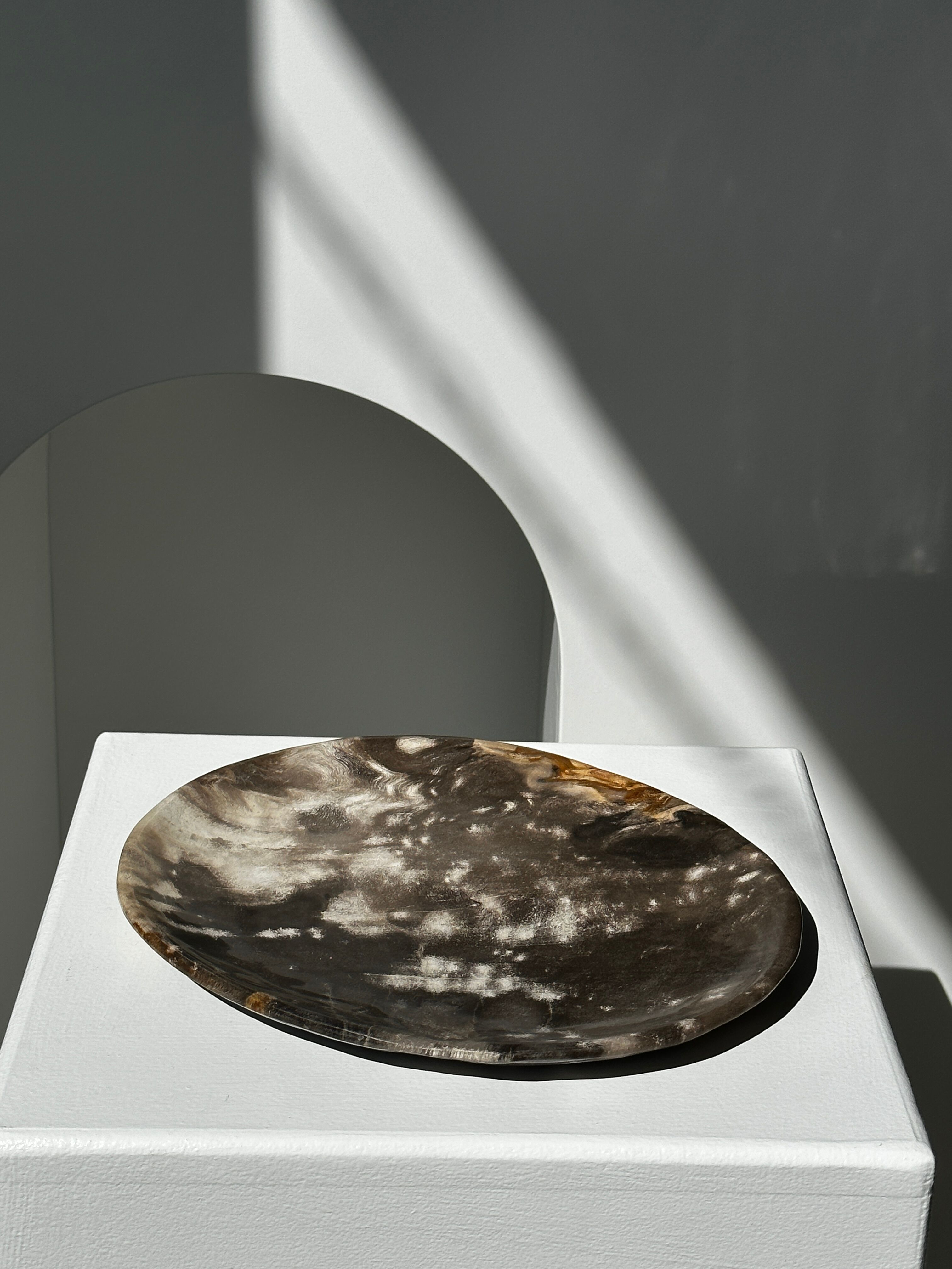 Dish in petrified wood