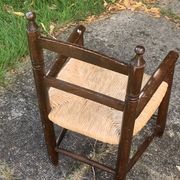 Small vintage wooden and straw children's chair