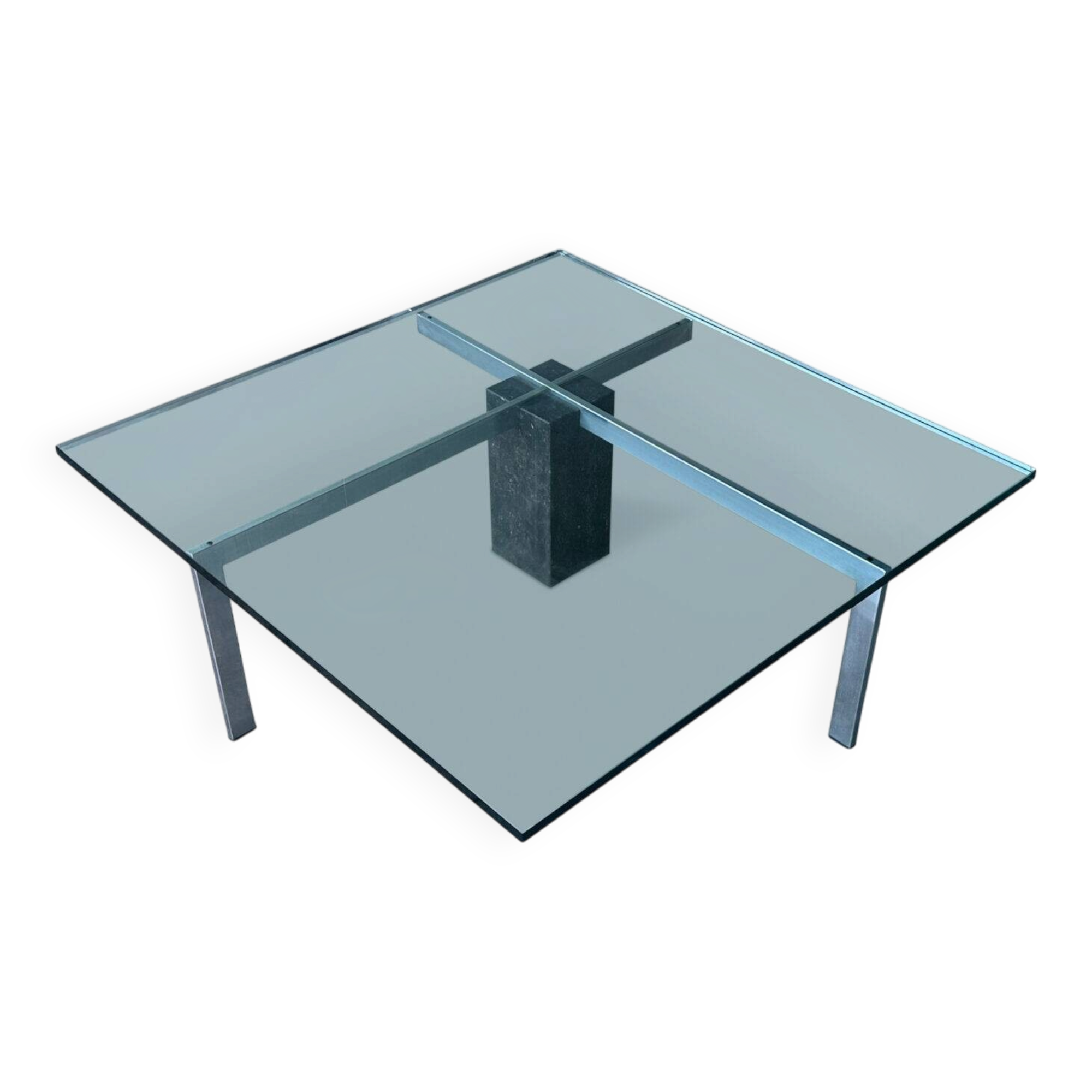 KW1 glass, metal and granite coffee table by Hank Kwint for Metaform 1980s
