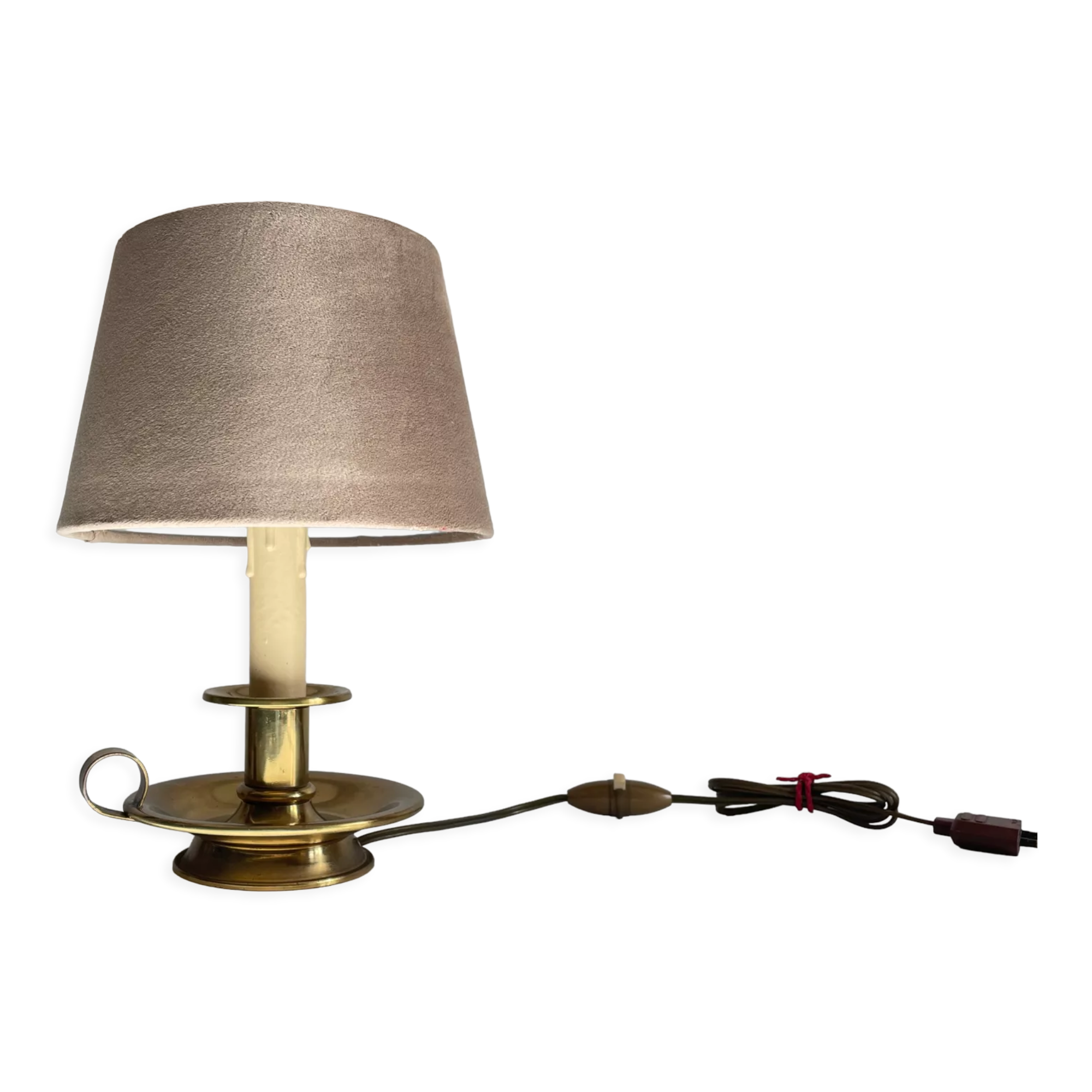 Solid brass and velvet candle holder lamp